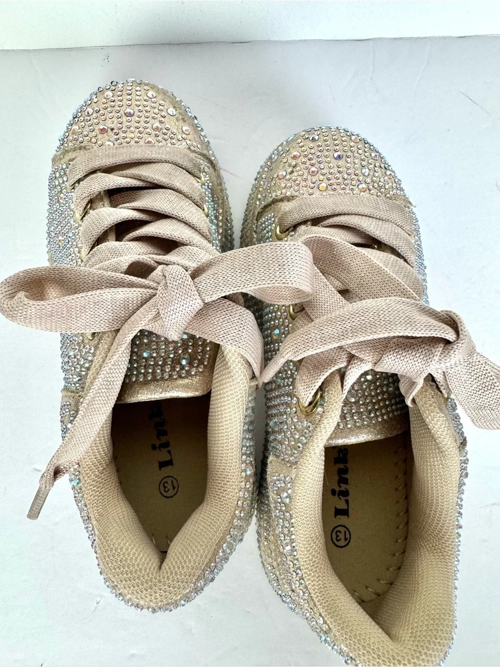 Link Champagne Colored Bedazzled Little Girl Platform Sneakers Size 13